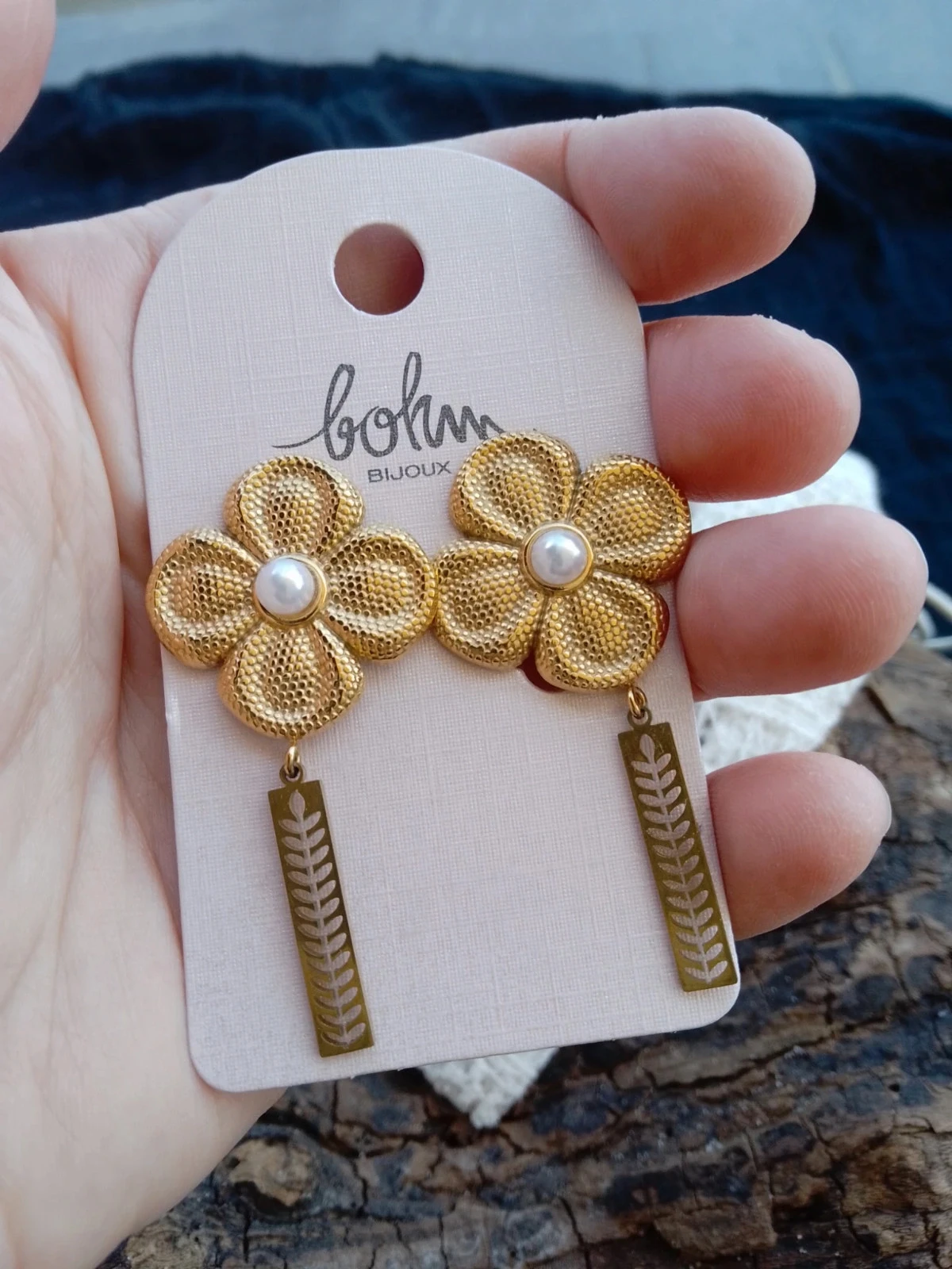 Brincos boêmios flores douradas Bohm – photo 2